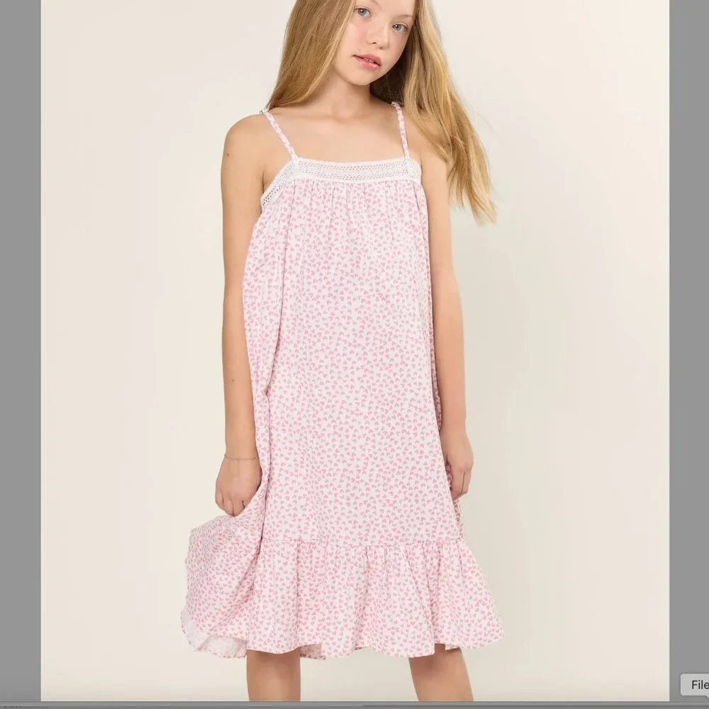 Girl's Twill Lily Nightgown in Sweethearts-NEW - Picture 2 of 7